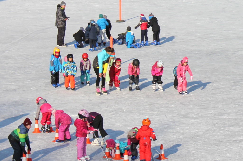 Young skaters at the ice skating rink in Budapest, Városliget