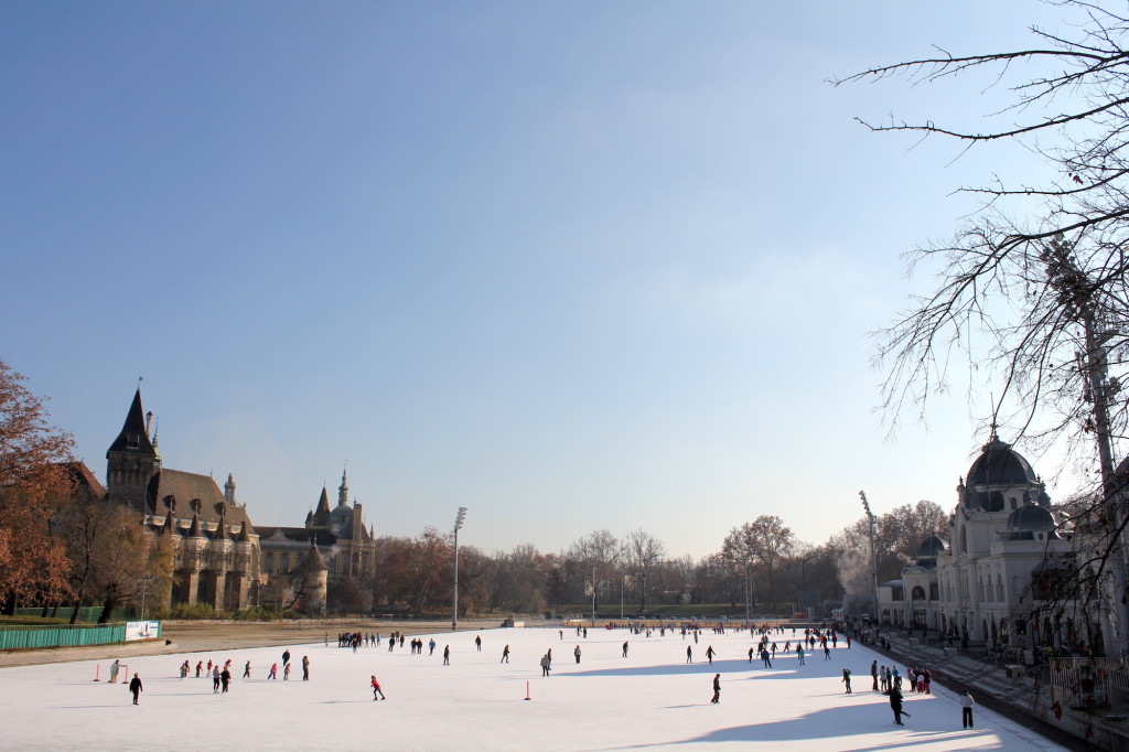 Ice skating in the most romantic place