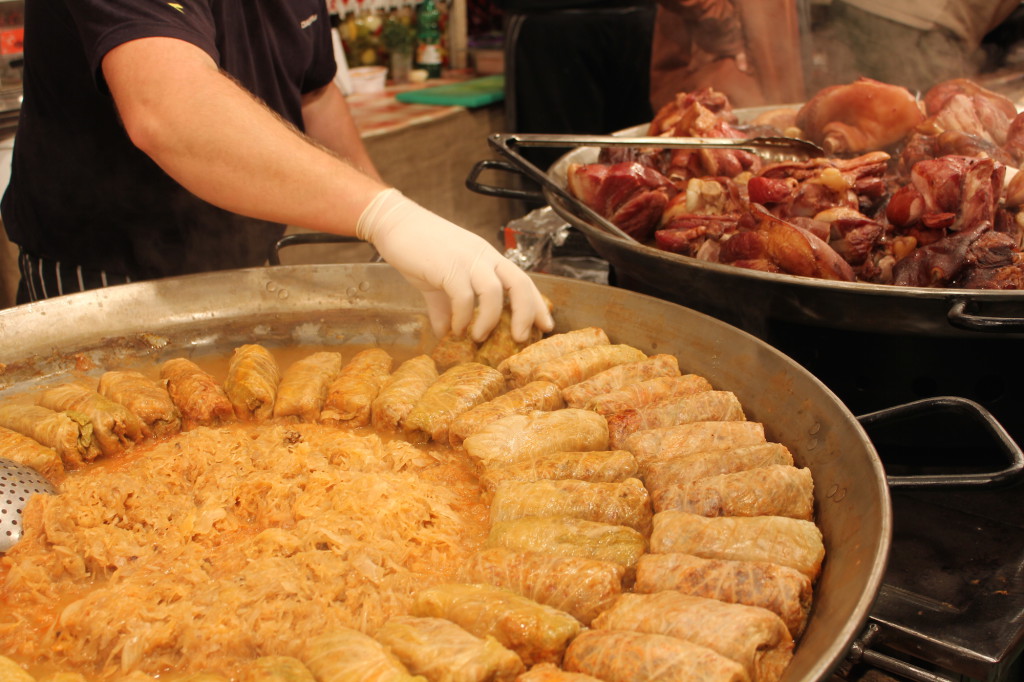 Töltött káposzta or stuffed cabbage at the Budapest Christmas Market