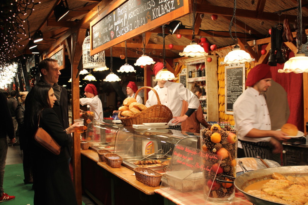 Food stalls at the Budapest Christmas Market