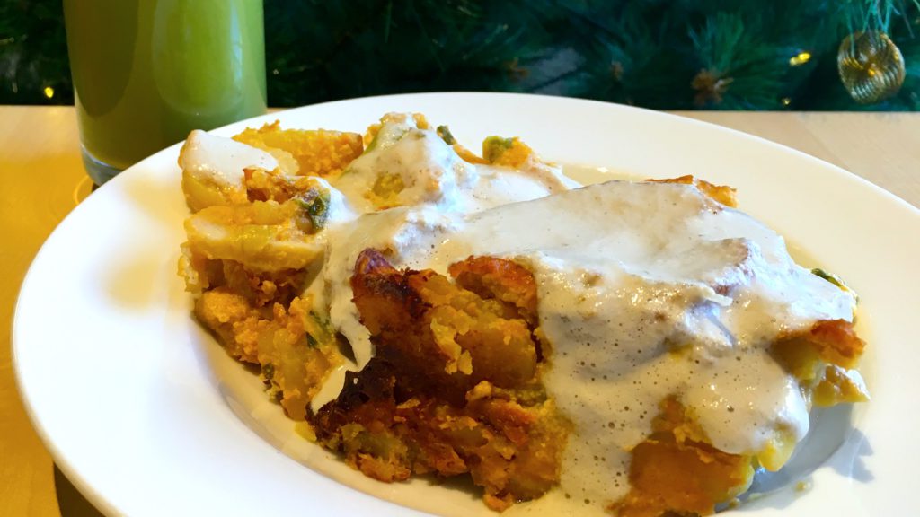 The vegan version of Layered potatoes, a Hungarian classic - Budapest 101 Vegan Tour