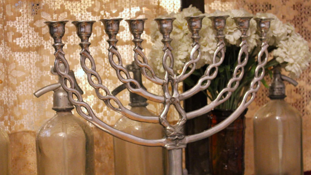 Menorah in a hidden shtiebel in Budapest