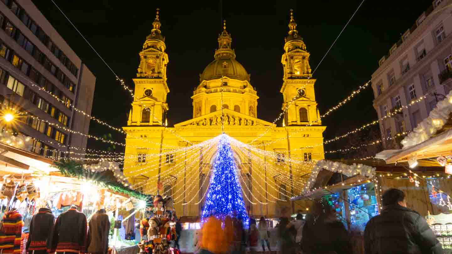 Budapest Christmas Market by the St Stephen's Basilica