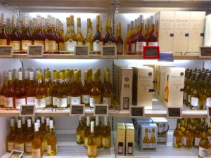 Great selection of Tokaji sweet wines at the Duty Free Shop