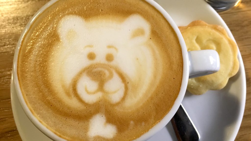 Cute bear latte art in Budapest